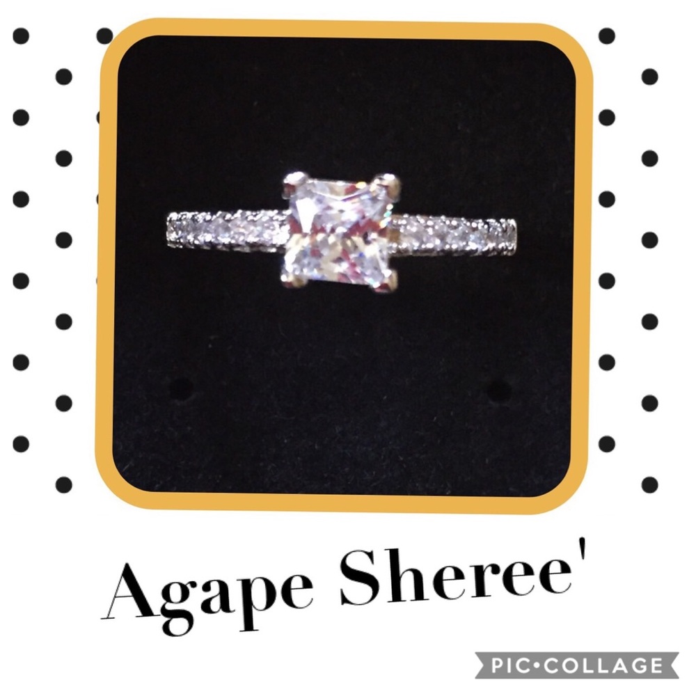 Princess Cut Ring 925 Sterling Silver Stamped